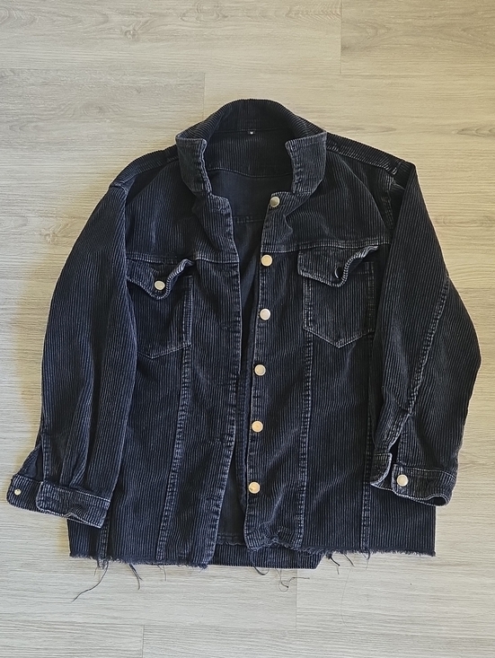 Jackets & Blazers - Men's Black Corduroy Button-Up Jacket - Classic Workwear Style
